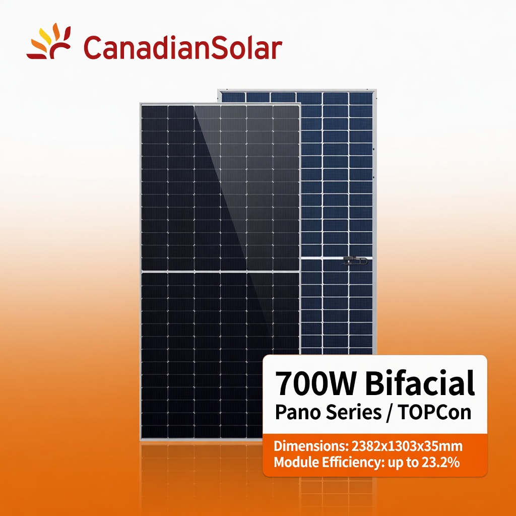 canadian solar 700w pano bifacial topcon solar panel