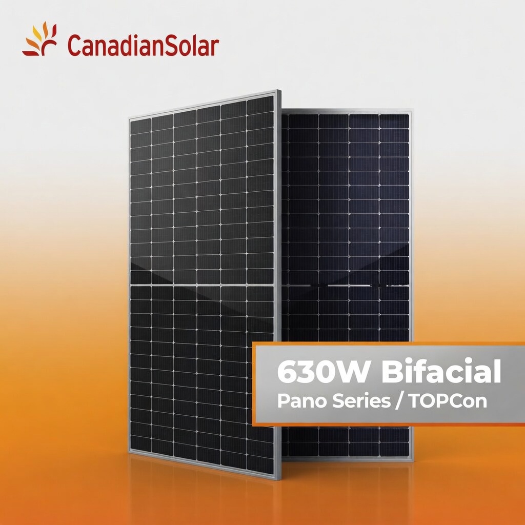 canadian solar 630w pano bifacial topcon solar panel
